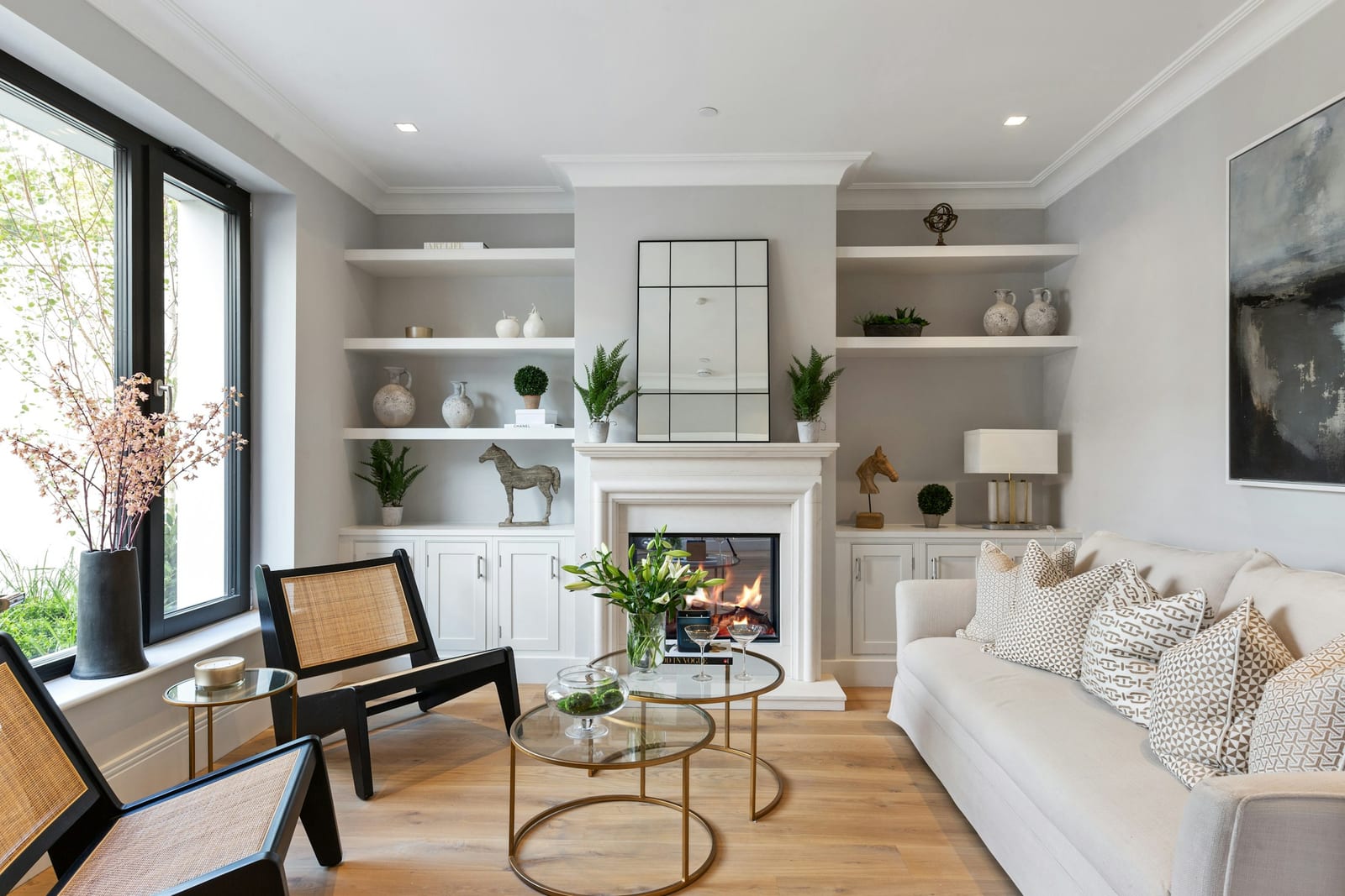 A freshly painted living room interior in a Garland, TX home.